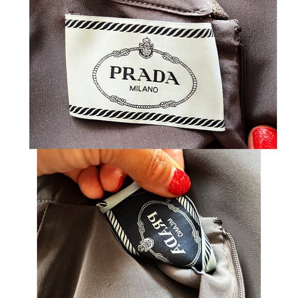 PRADA Lamé Silk Blend Dress in Gold Midi 3/4 Sleeves Runway Designer IT 44/ US 8 - Picture 8 of 16